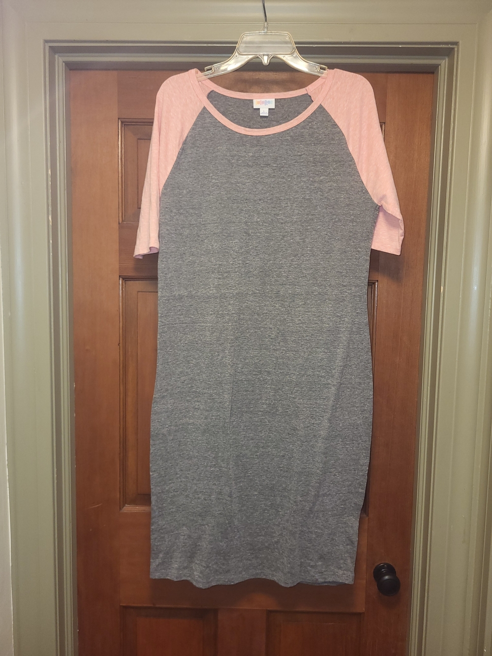 LuLaRoe Gray Body with Light Pink Trim Top